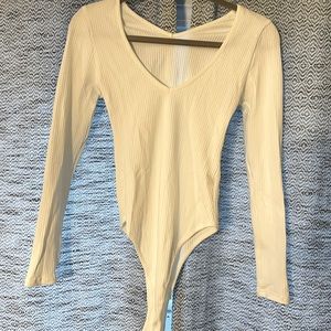White ribbed bodysuit, large